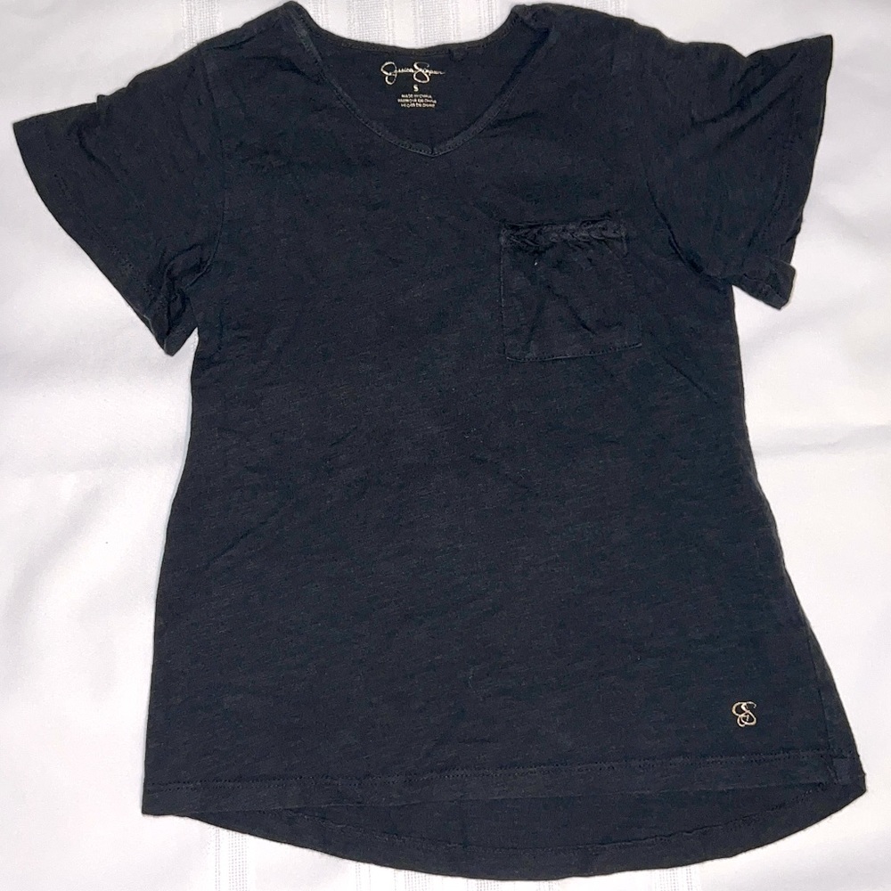 Jessica Simpson Braded Pocket V-neck Tee.